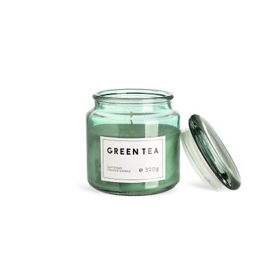 Green glass jar with lid glass container with wax customized pakcage