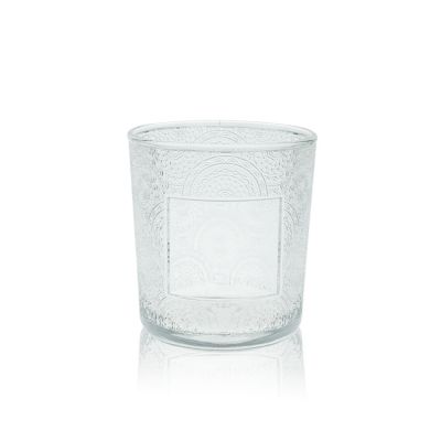 Wholesale New Style Clear Embossed Ribbed Glass Candle Jars in bulk