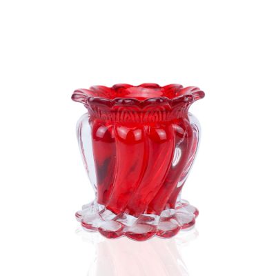 home decoration lotus shape red glass candle holder