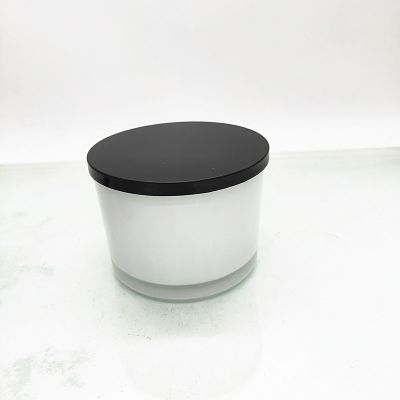 15 oz white candle jar with black metal lid