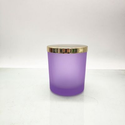 300 ml 10 oz Frosted Glass Candle Holder Jar With Metal Lid
