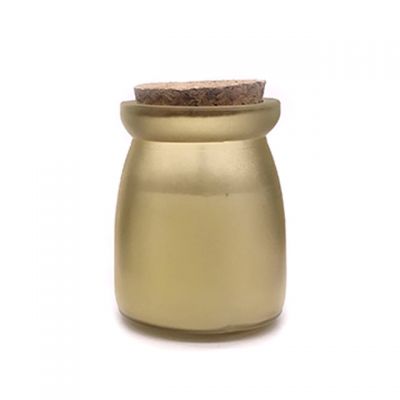 Small size frosted pudding glass cup candle jar with cork lid