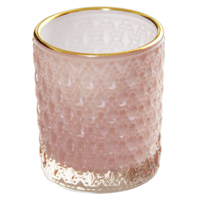 Wholesale europe Colored textured glass candle jar embossed for home wedding decoration