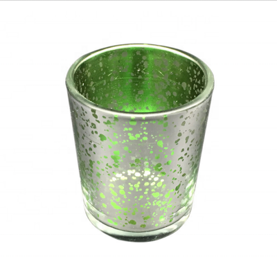 Wholesale electroplating green candle jars glass gold candle jar for home decoration