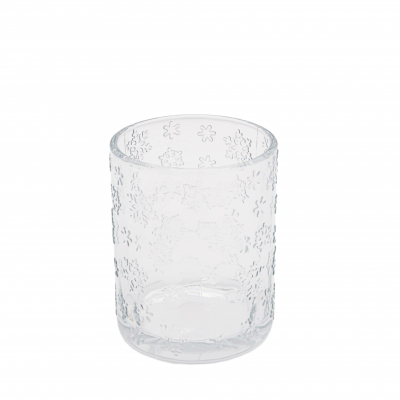 Empty luxury Embossed Clear Glass Candle Jars Container
