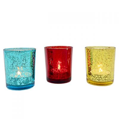 Bulk Unique Tea Light Glasses Cup Gold Electroplate Glass Candle Jar Holder For Home Decor