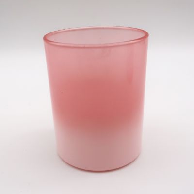11oz Geo Cut Matte Pink Gradient Glass Candle Jar/Container With Lid In Bulk