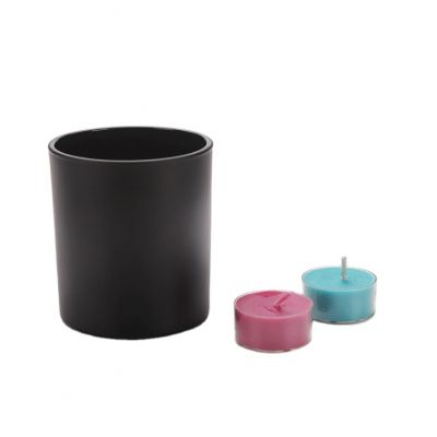 Wholesale matte glass candle holder black metal customized logo/size/color for home decoration