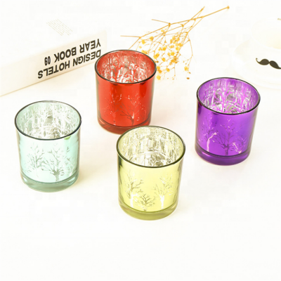Wholesale christmas electroplate colored glass candle holder