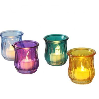 Wholesale glass wedding centerpiece candle holder spray color candle holder