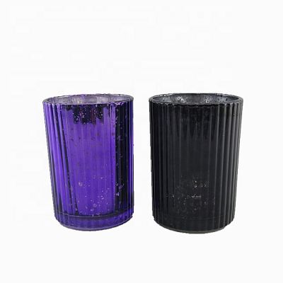 European electroplating spray color Halloween candle holder glass can for candles