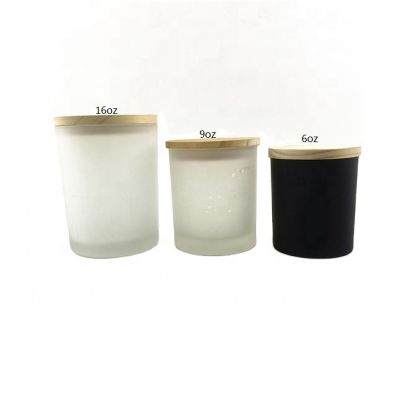 wholesale frosted white candle jars with wooden lid and box glass jars for candle making