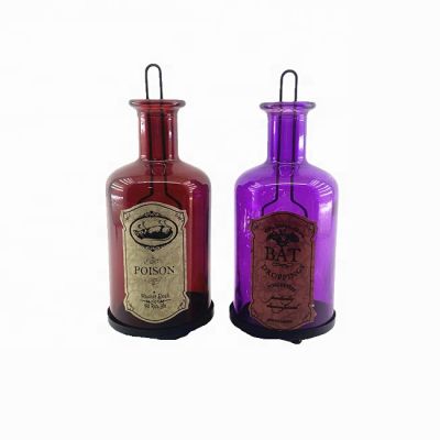 Wholesale purple Halloween candle holder with iron frame bar candle holder