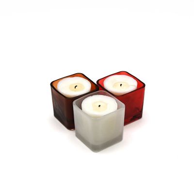 Wholesale frosted square glass candle jar, decorative square candle holder