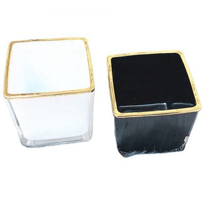 Wholesale luxury recycled square glass candle holder for home/wedding decoration
