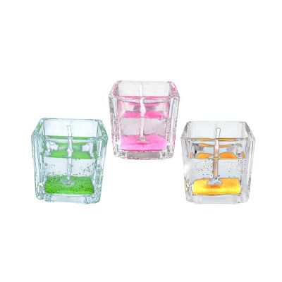 Wholesale Transparent square candle jar decorative candle holder for wedding
