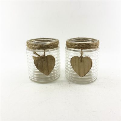 High Quality hemp rope candle holder funny clear wooden candle holder for home decor