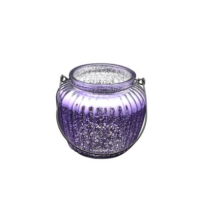 Custom purple plating votive tea light candle holders jars hanging candle glass holder