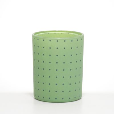 Wholesale bulk exquisite round candle jar 8oz glass candle holder green frosted candle containers empty