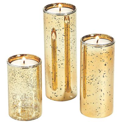 hand cut tall thick glass candle holder round mercury gold cylinder glass vases