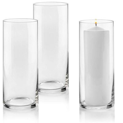 Clear glass cylinder candle holder decoration glass candle holders for tall candles