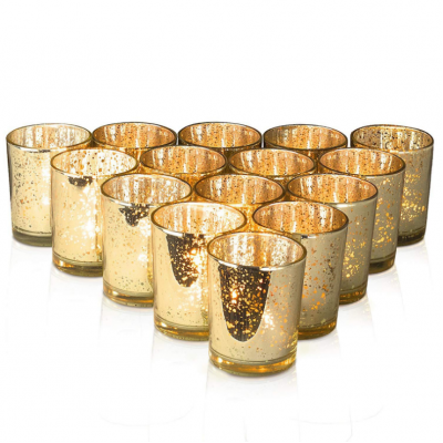 Beautiful decal gold electric votive candle holder