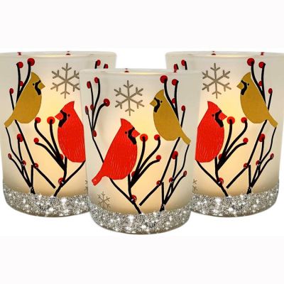 Hand painted bird design empty heat resistant glass candle jar for candle making
