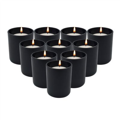 Wholesale Glass Candle Jar Matte Black Candle Holder for candle making with metal cap