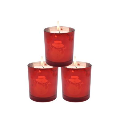 wholesale red printing cylinder empty glass candle jars