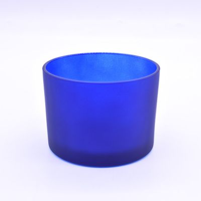 matte blue coated decorative glass candle jars holder for candle