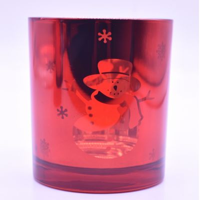factory color electroplated Christmas candle jar glass candle cup