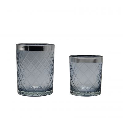 Wholesale custom decorating glass candle holder blue with glass candle holders