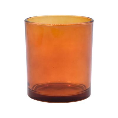 wholesale brown printing cylinder empty glass candle jars