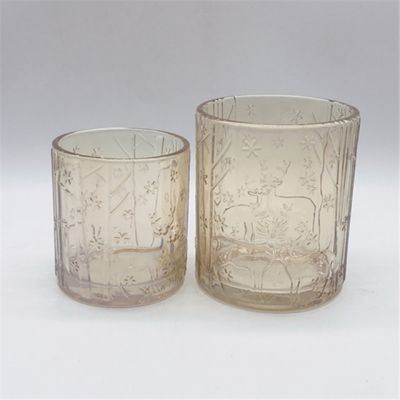 Glass candle cup amber glass candle holder