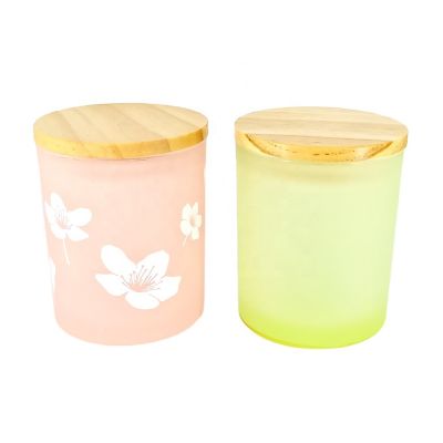 Hot sale new custom fashion designs glass luxe matte candle jar with wooden lid