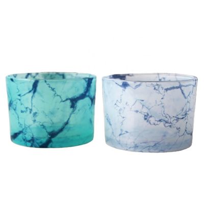 Customized color new designs home decoration glass large marble candle holders