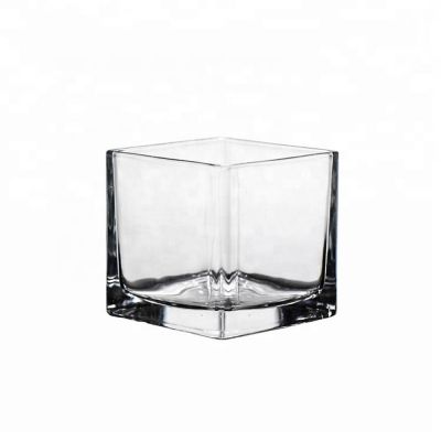 Good quality clear empty square glass candle jar