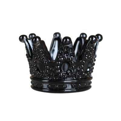 Hot sale new crown black glass candle jar