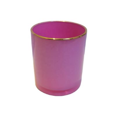 Hot sale colorfull gold rim empty luxury candle jars