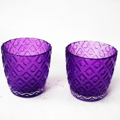 Hot selling round glass color candle holder for wedding party