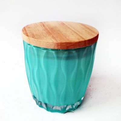 Colorful household candle holder glass vase with bamboo cover