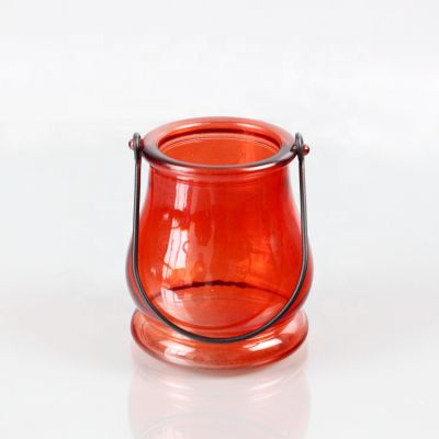 Small Candle Holder Colored Glass with Handle