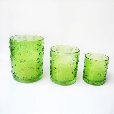 Very cheap glass candle jar low cost custom glass candle holder 3 piece set