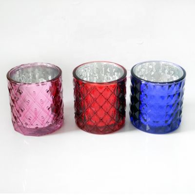 Glass candle jars with various colorful patterns for weddings and parties