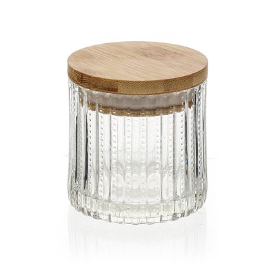 2021 Best Selling Transparent Cylinder Glass Candle Jar with Bamboo Wooden Caps