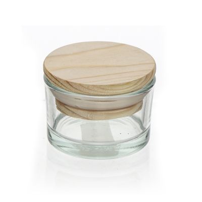 Factory in Stock 40ML Mini Glass Transparent White Candle Jar and Boxing with Lid