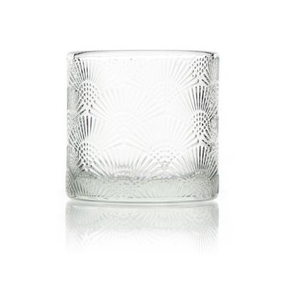 Empty Nordic Decorating Glass Transparent Candle Jars in Bulk Clay Candle Container with Wood Lid