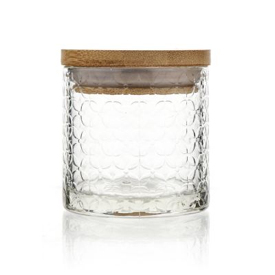 Decorative Luxury Empty Glass Candle Jars Candle Vessel For Candle Making With Wooden Lid