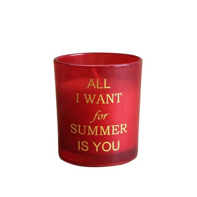 New red glass candle jar candle holder