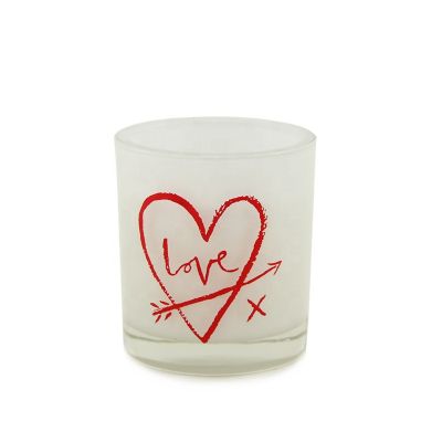 High quality white love glass candle jar candle holder